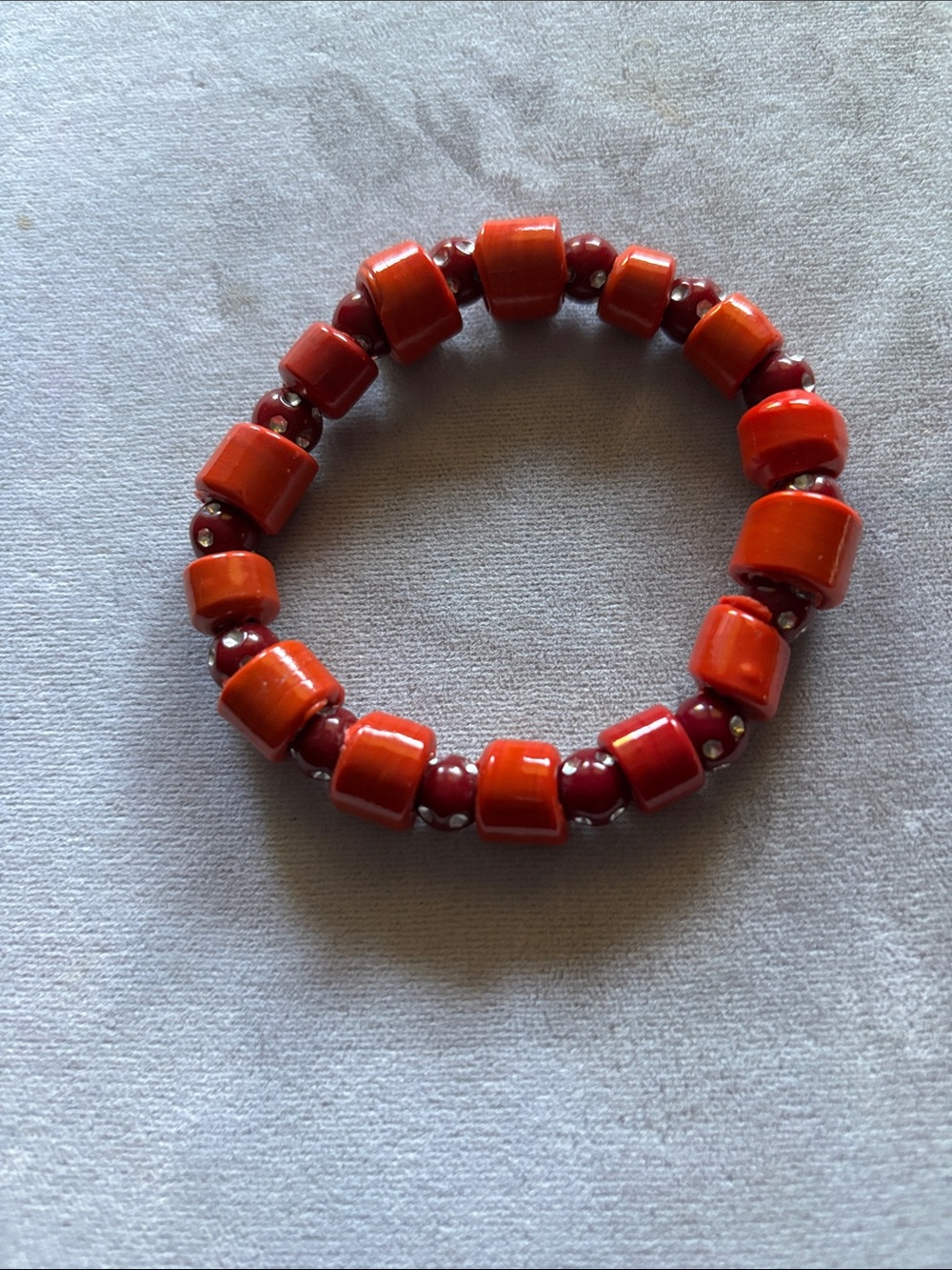 Red Bead Stretch Bracelet - Unbranded